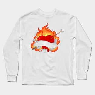 Conflagrant Heart with a Ribbon Long Sleeve T-Shirt